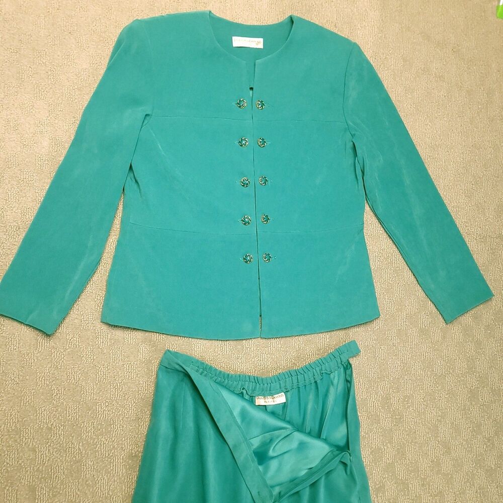 DRAPER’S & DAMON’S Petites Size 12  Skirt Suit 2 Piece Set Long Sleeve Jacket - Picture 7 of 15
